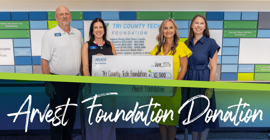 News Banner_Arvest Foundation Donation_FY26 Arvest Foundation donation to Tri County Tech
